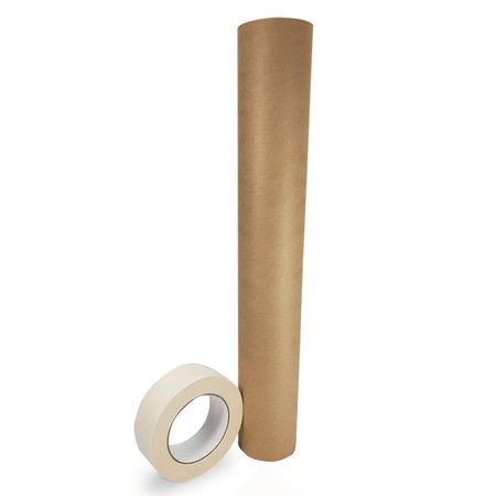 IDL PACKAGING 18 x 60 yd Masking Paper and 1 1/2 x 60 yd GP Masking Tape Set of 1 Each for Covering GPH-18, 4457-112